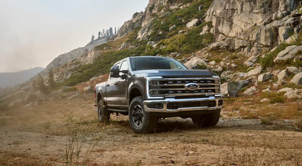 A grey 2025 Ford F-250 Tremor is shown from the front at an angle.