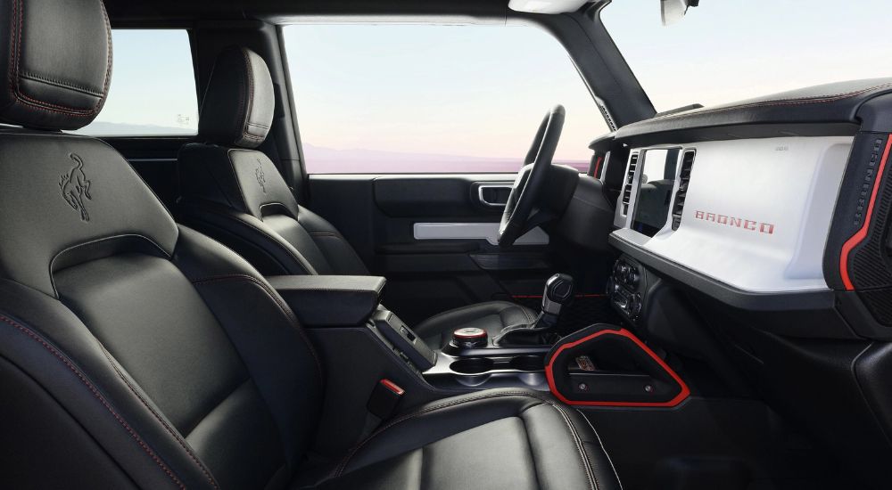 Side view of the front cabin of a 2025 Ford Bronco for sale.