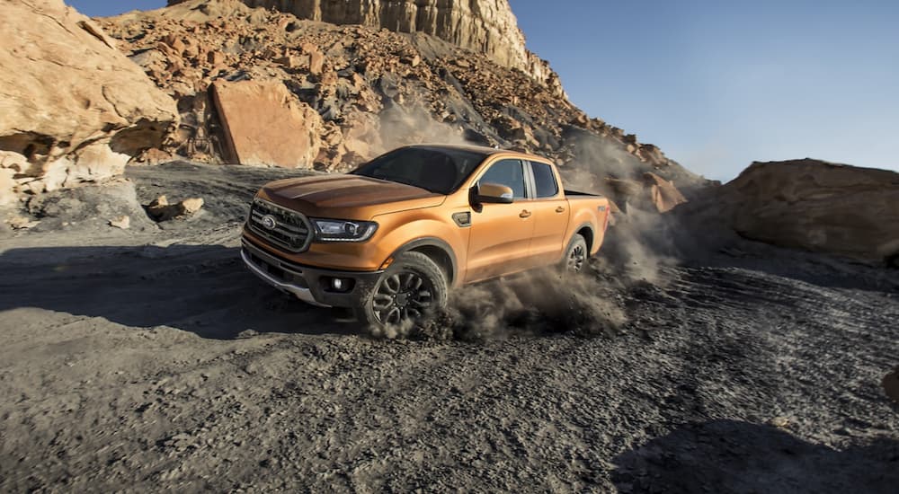 A gold 2020 Ford Ranger off-road.